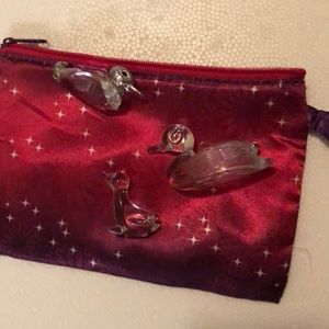 3 glass duck figurines